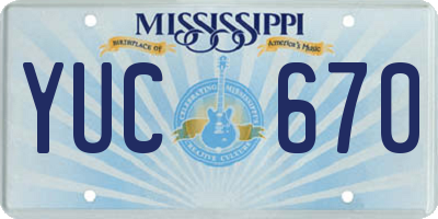 MS license plate YUC670