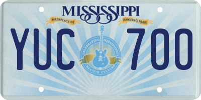 MS license plate YUC700