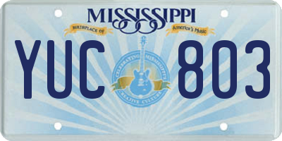 MS license plate YUC803