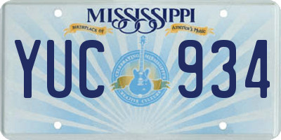 MS license plate YUC934