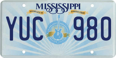 MS license plate YUC980