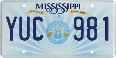 MS license plate YUC981