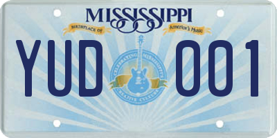 MS license plate YUD001