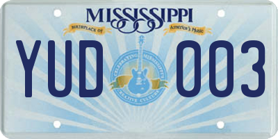 MS license plate YUD003