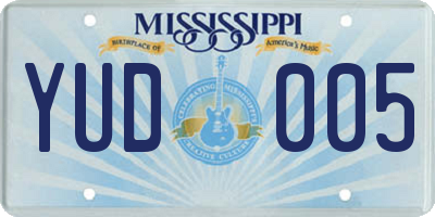 MS license plate YUD005