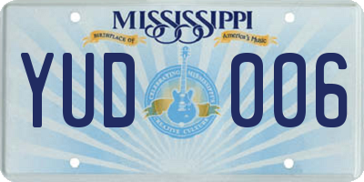 MS license plate YUD006