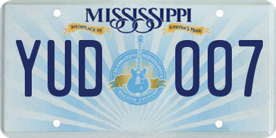 MS license plate YUD007