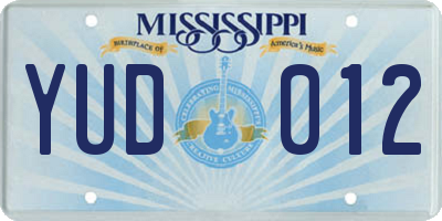 MS license plate YUD012