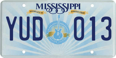 MS license plate YUD013