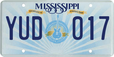 MS license plate YUD017