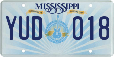 MS license plate YUD018