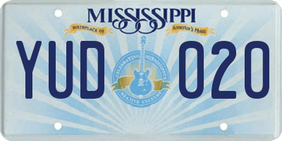 MS license plate YUD020