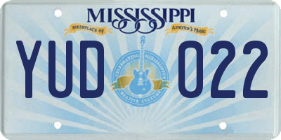 MS license plate YUD022