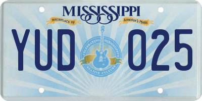 MS license plate YUD025