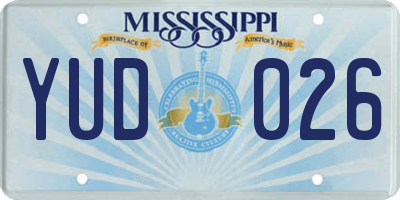 MS license plate YUD026