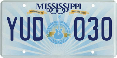 MS license plate YUD030