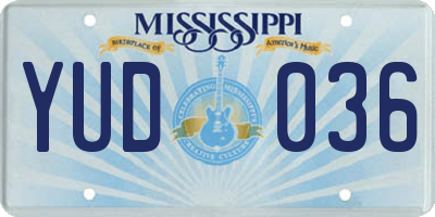 MS license plate YUD036