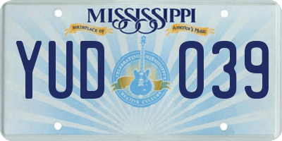 MS license plate YUD039