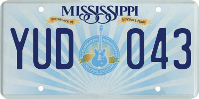 MS license plate YUD043