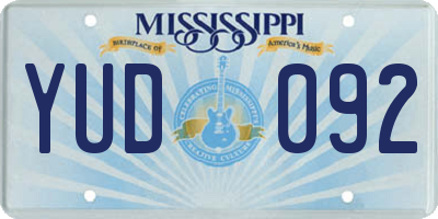 MS license plate YUD092