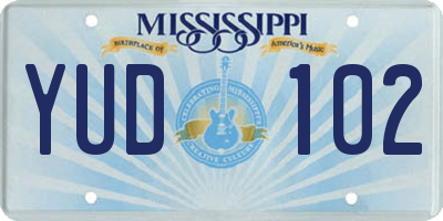 MS license plate YUD102