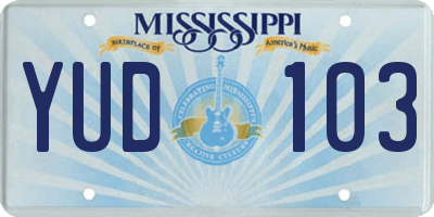 MS license plate YUD103