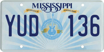 MS license plate YUD136
