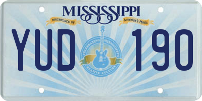 MS license plate YUD190