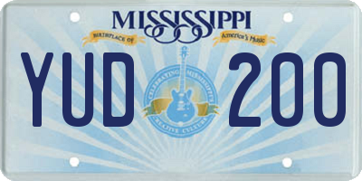 MS license plate YUD200
