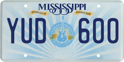 MS license plate YUD600