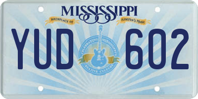 MS license plate YUD602
