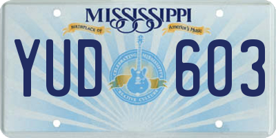 MS license plate YUD603