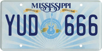 MS license plate YUD666