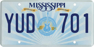 MS license plate YUD701