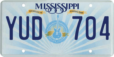 MS license plate YUD704