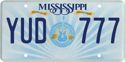 MS license plate YUD777