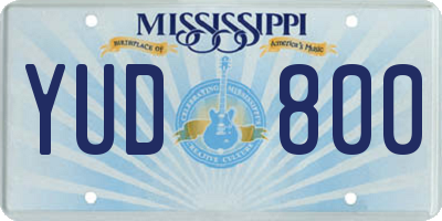 MS license plate YUD800