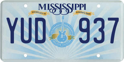 MS license plate YUD937