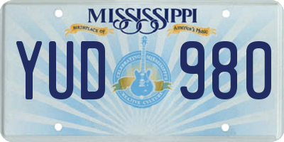 MS license plate YUD980