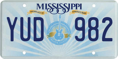 MS license plate YUD982