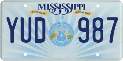 MS license plate YUD987