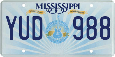 MS license plate YUD988