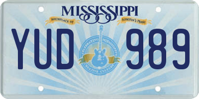 MS license plate YUD989