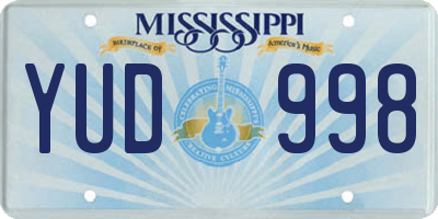 MS license plate YUD998