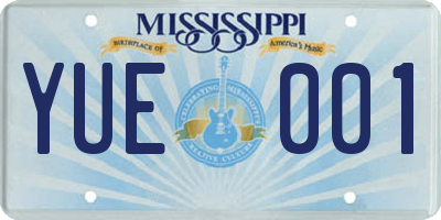 MS license plate YUE001