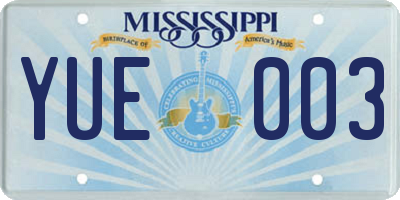 MS license plate YUE003