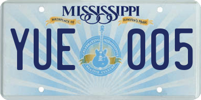 MS license plate YUE005