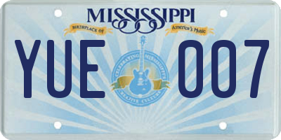 MS license plate YUE007