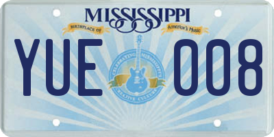 MS license plate YUE008