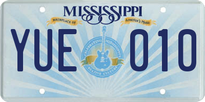 MS license plate YUE010